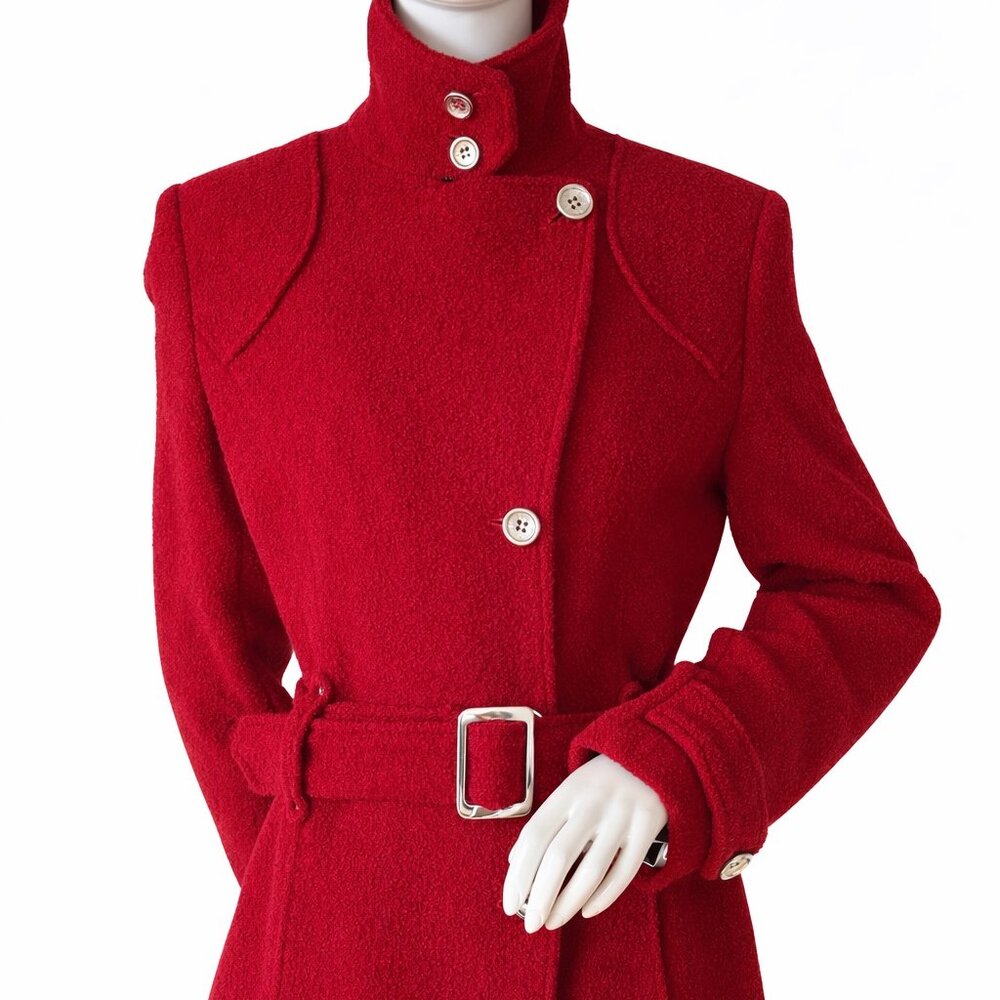 D&G Dolce & Gabbana Red Wool Belted Coat IT 42 Zebra Lining | Host Pick